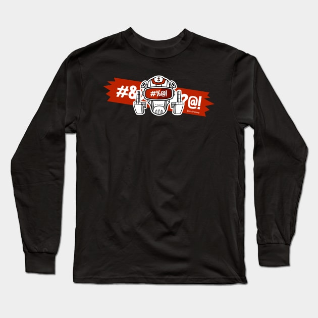 Middlefinger Funny Emoji Robot Long Sleeve T-Shirt by biscuitxbone